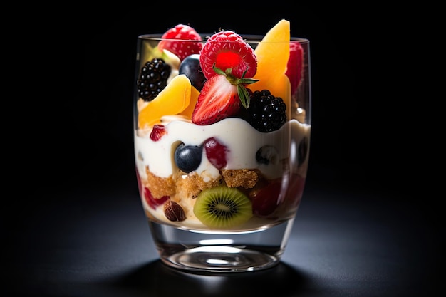 Fruit Havermoutpap Gezond Ochtendvoedsel Bircher Muesli Abstracte Generatieve AI Illustratie