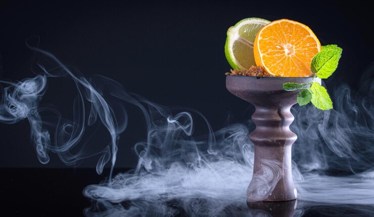 Premium Photo | Fruit hookah bowl with tobacco tangerine lime mint and