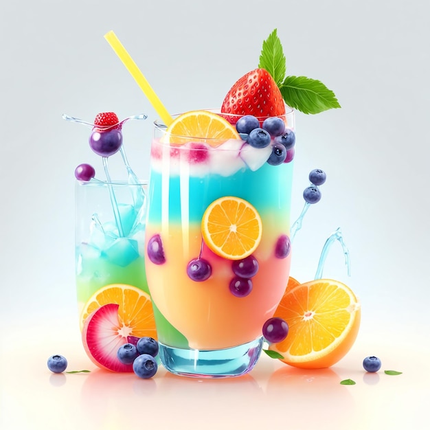 Fruit ice cream cocktail