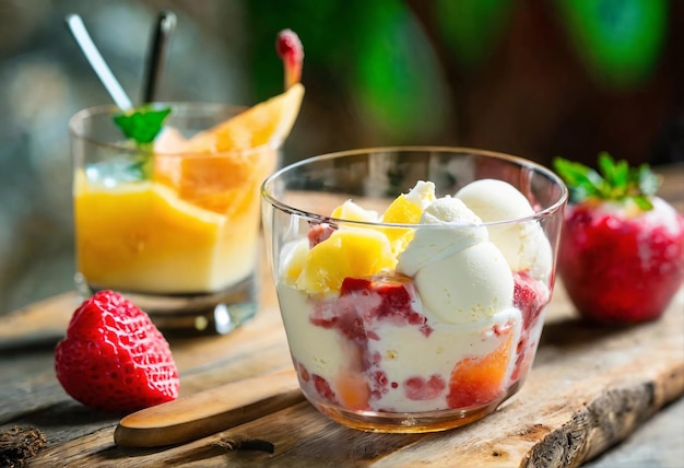 Photo fruit ice cream dessert