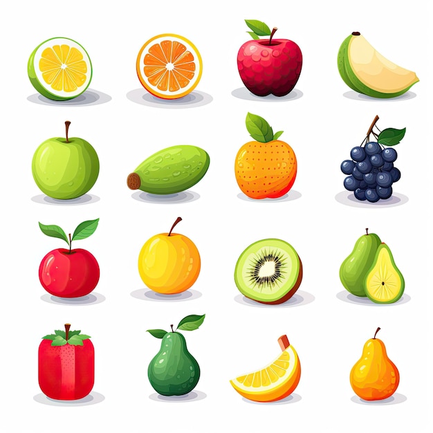 Foto fruit icon set cartoon illustratie van fruit vector iconen voor webontwerp