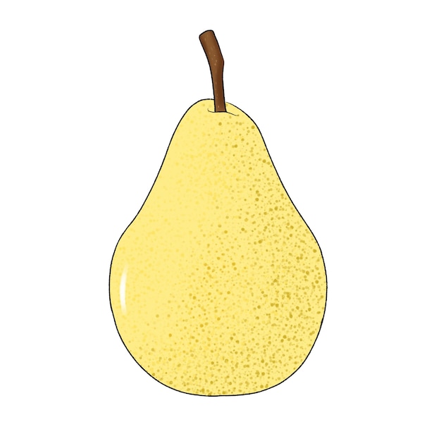 노란색 진주 또는 Pyrus pyrifolia의 과일 일러스트레이션 색 뒷면에 만화 수채화 일러스터레이션