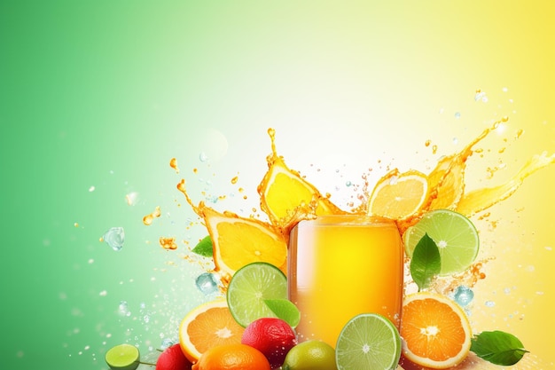 Photo fruit juice background with drops