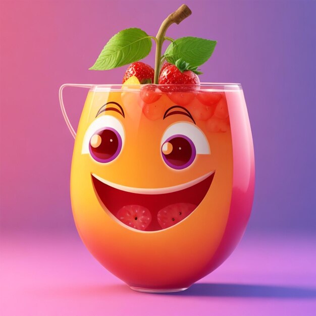 Photo fruit juice cartoon mascot