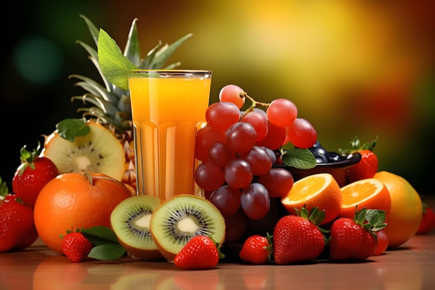 Photo fruit juice and fruits generative ai