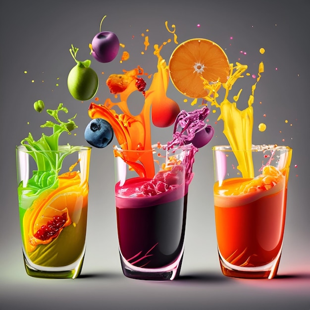 fruit juice mix cocktails splash effect