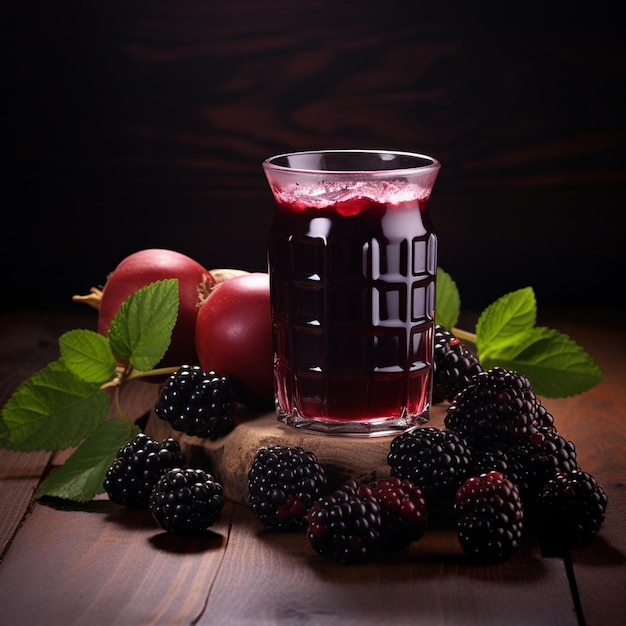 Photo fruit juice with blackberries