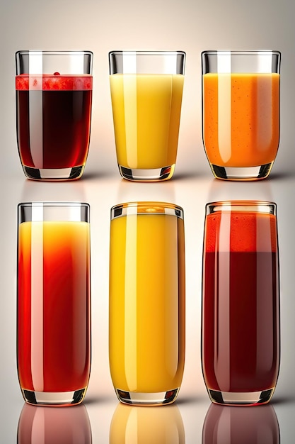 Fruit juices assortment isolated on white background