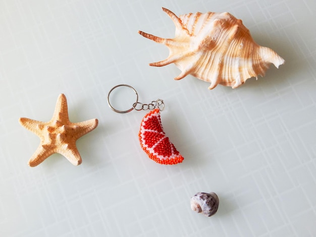 Fruit key chain and pebble