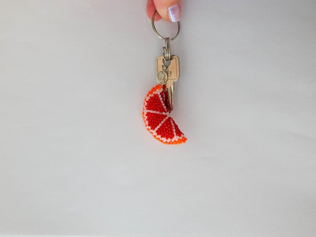 Fruit key chain on a white background