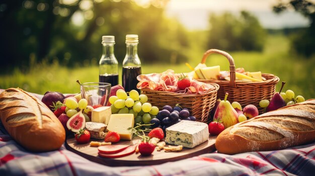 Foto frutta per picnic di svago