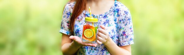 Fruit lemonade in jar