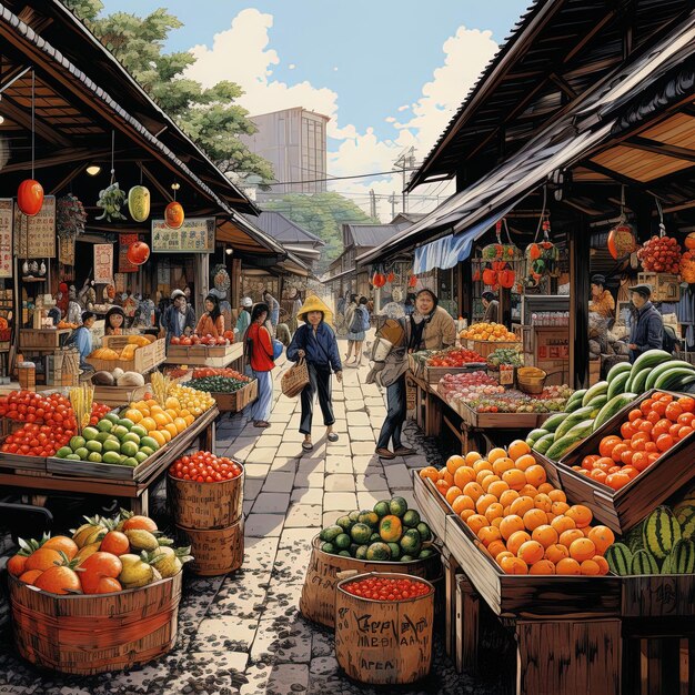 a fruit market with a sign that says  melon