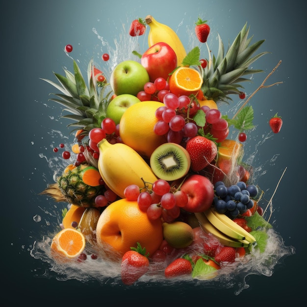 fruit mix concept assortment of fresh fruit