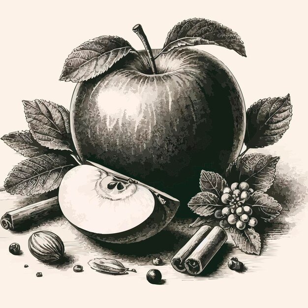 Photo fruit old graving illustration