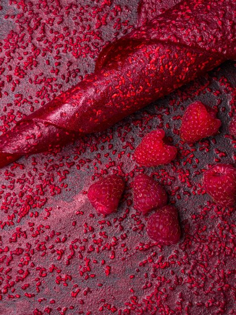 Fruit pastille background Berry rollups made from raspberry currant