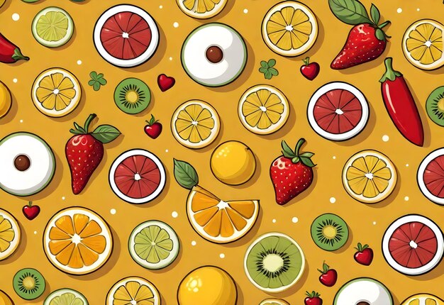 Fruit patterns background in cartoon style designed for children