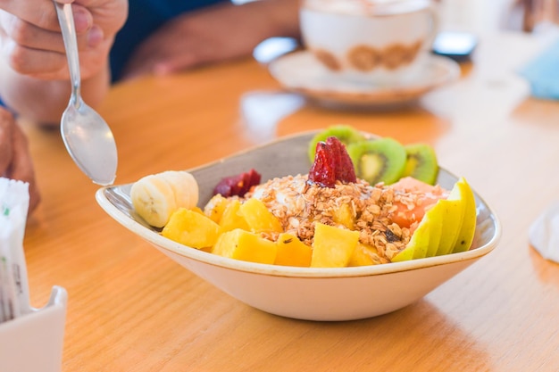 Fruit platter served in a cafe