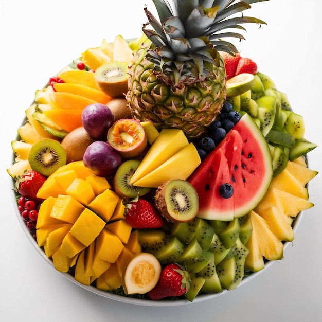 Fruit pltter with mixed summer tropical fruits