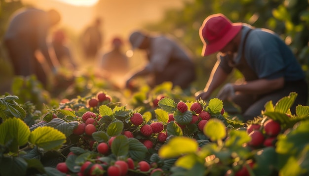Fruit plukken in de zomer Mensen op de plantage