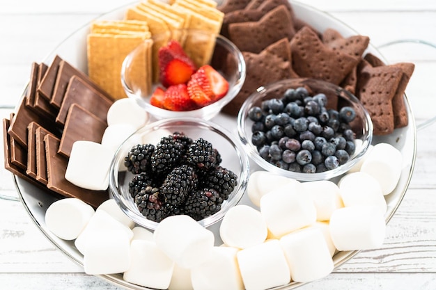 Fruit s'mores charcuterie bord