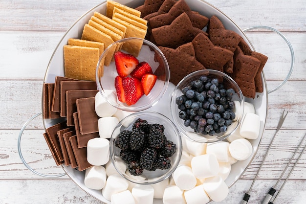 Fruit s'mores charcuterie plank