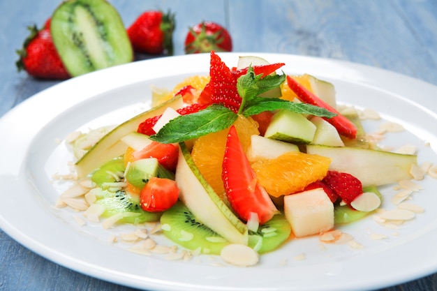 Fruit salad closeup food