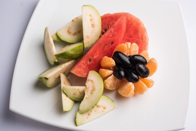 Fruit salad or cut fruits healthy dietary breakfast