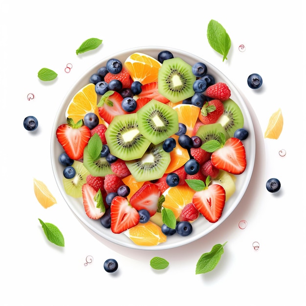 Fruit salad Fruid salad colorful minimalist Fruit salad top viewhigh quality ai image generated