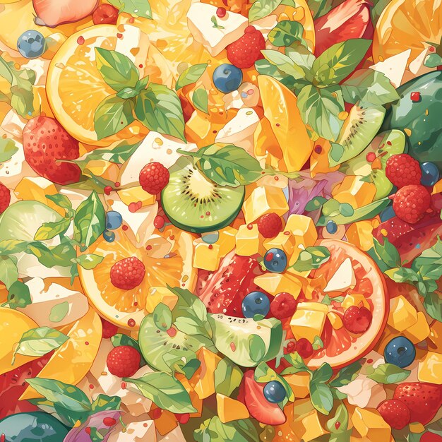 Photo fruit salad juicy and colorful