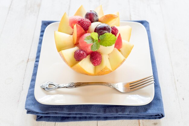 Fruit salad in melon