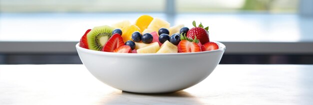 Fruit salad in takeaway cup on white background