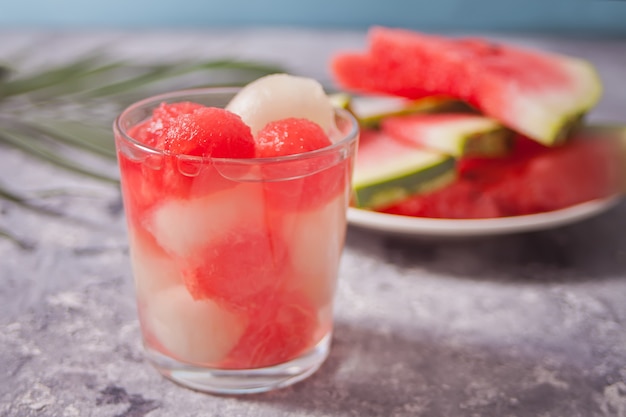 Fruit salad with melon and watermelon 