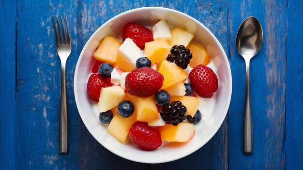 Fruit salad with yoghurt