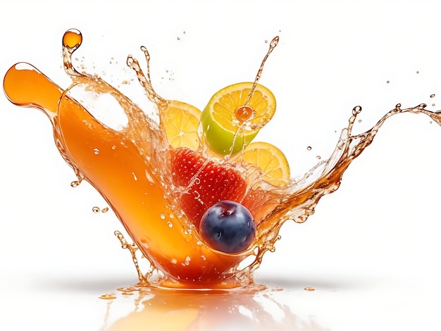 Fruit sap splash geïsoleerd op witte achtergrond generatieve ai