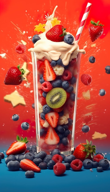 Fruit shake in a glass