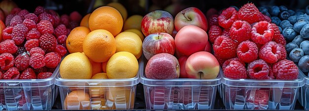 Fruit shelf in the supermarket