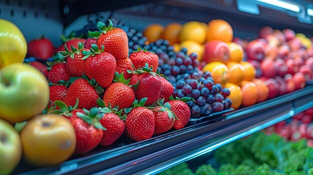 Fruit shelf in the supermarket