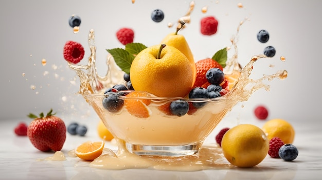 Fruit sinaasappelsap citroen aardbeien ijs verse vitamine splashes heerlijk lekker 4
