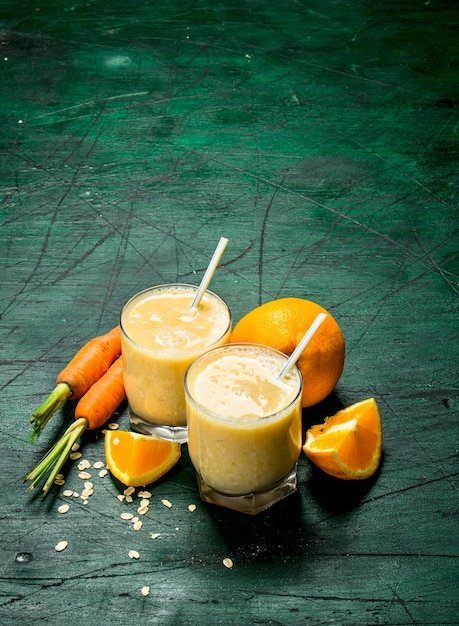 Fruit smoothie in glasses.