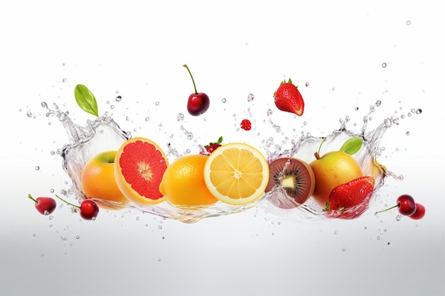 Fruit in a splash of water with a splash of water