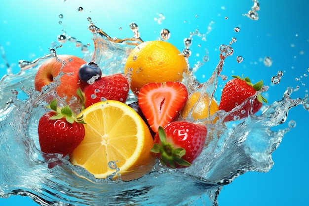 Fruit in a splash of water