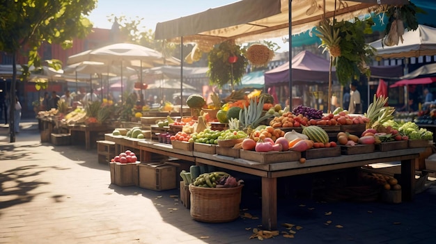 a fruit stand with fruits