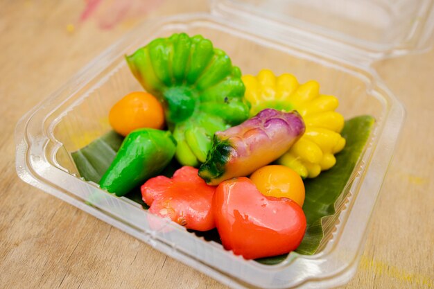 Fruit sweet dessert in plastic container