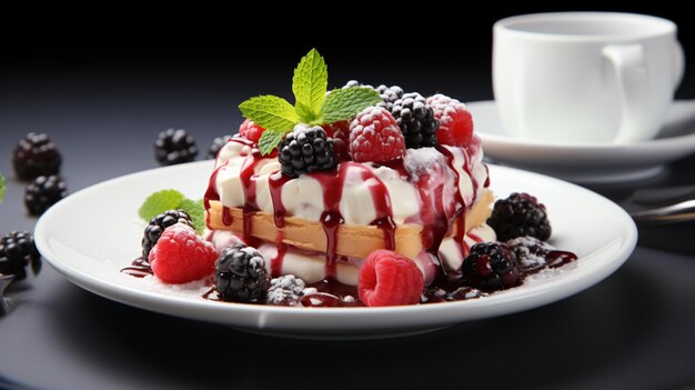 fruit Sweet dessert on the plate on white background