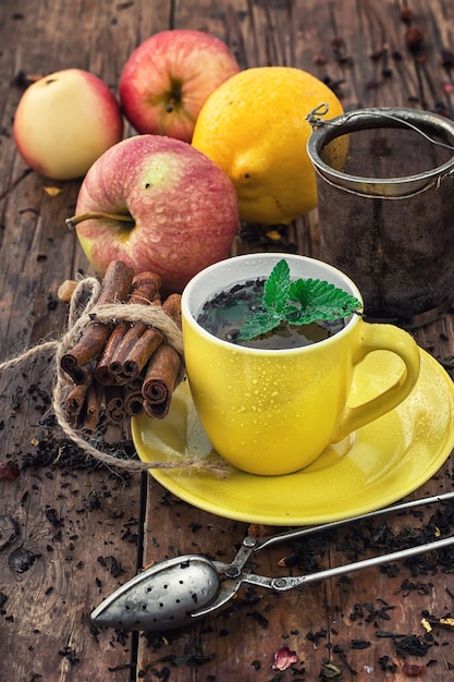 Fruit tea with an apple