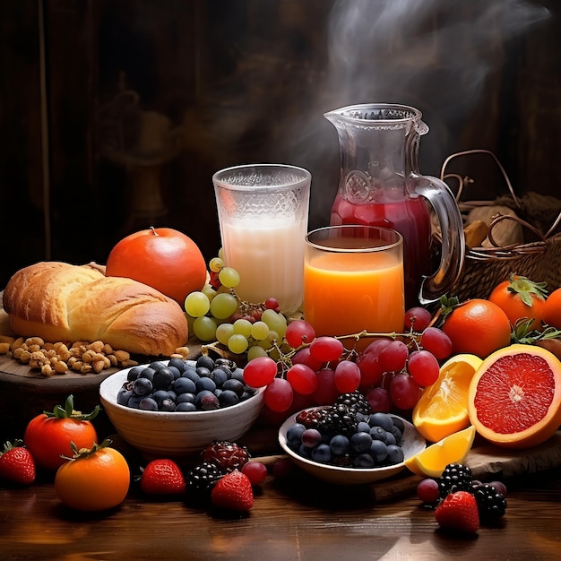 Fruit tea with strawberries blueberriescots and pears