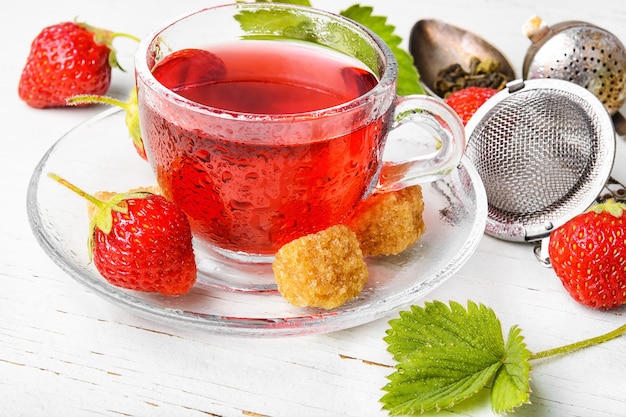 Fruit tea with strawberries