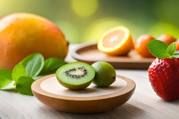 A fruit that has kiwi on it