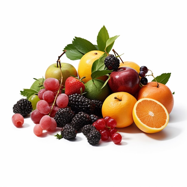 Fruit varieties on a white background